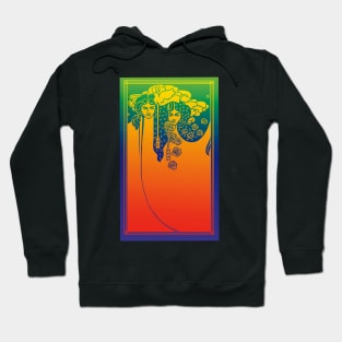 Art Nouveau Ladies (orange on blue/green) Hoodie